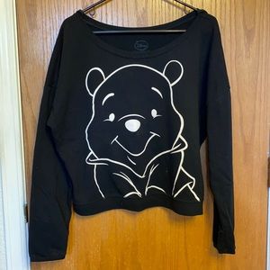 XL black slouchy off the shoulder Pooh sweater